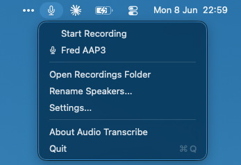 Parley menu bar dropdown